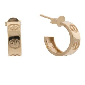 *make offer* Golden Clef Screw Hoop Earrings Huggies 14k gold